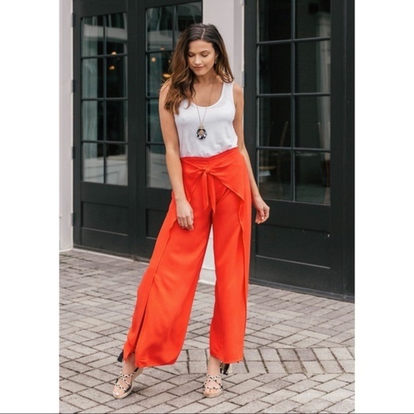 Young Fabulous & Broke On The Road Abigail Orange Wide Leg Pants with Side Slits - Picture 9 of 9
